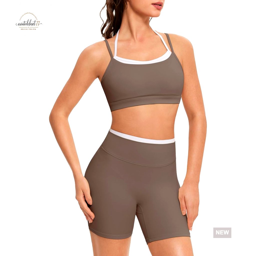 Workout Set Sports Bra Biker Shorts Activewear Gym Outfit